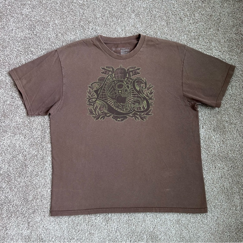 Nike SB Men's Brown Logo T-Shirt Skull Graphic, Vintage Y2K Tee Size S/M